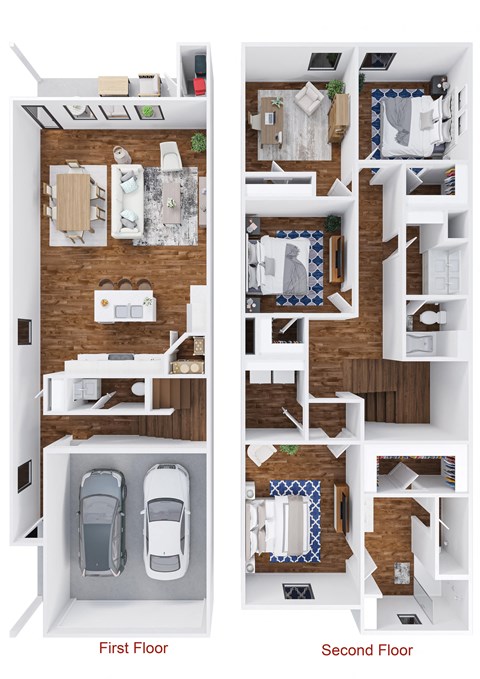 Floor plan for 3 beds, 2.5 baths, 2054 sqft